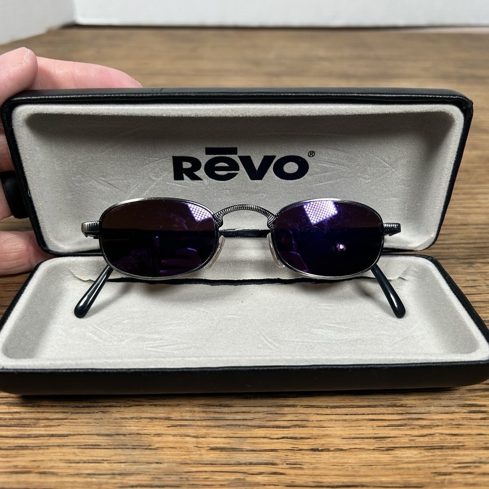 Vintage Revo 1107 011 Cobra Stealth Sunglasses With Blue Mirror Lenses With Case